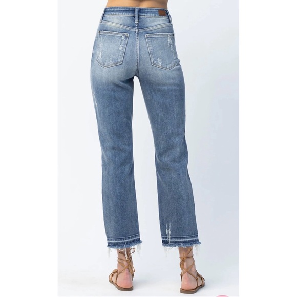 JUDY BLUE Y2K High Waist Release Hem Ankle Straight Leg Denim Jeans Pants 9 29 - Picture 3 of 14